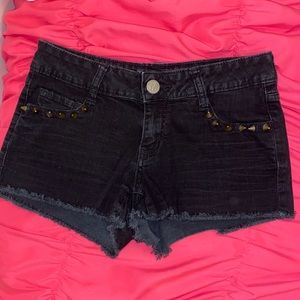 Black denim shorts